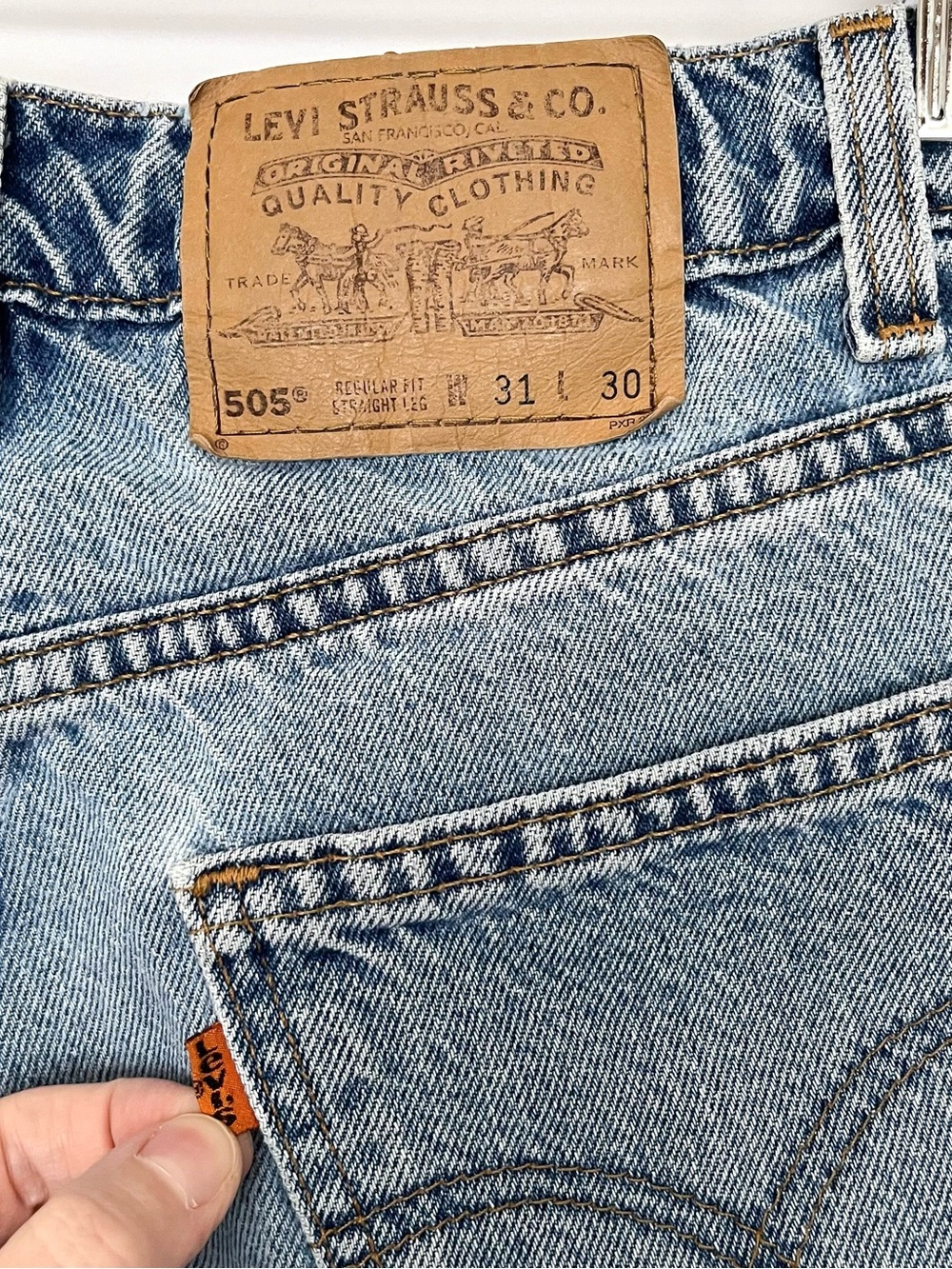 VTG Levis 505 Jean Straight Leg 1997 Orange Tab USA Size 29x28.25 (Tag 31x30) - Picture 9 of 16